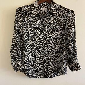 Equipment Leopard Print Long Sleeve Button Down Dress Shirt Medium
